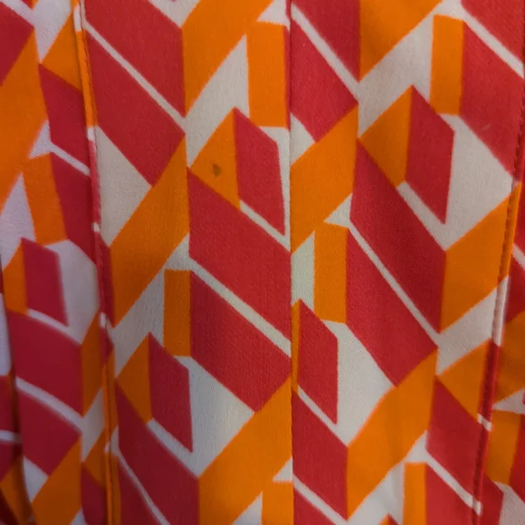 EUC Banana Republic Womens Small 4 Petite Geometric Pink orange Shirt Dress - Picture 3 of 9